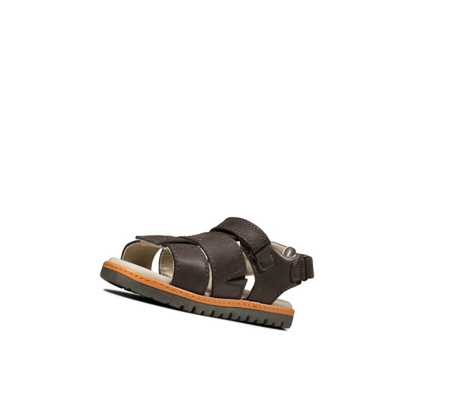 Garcon Sandales Casual Clarks Frances Tor Cuir Marron - france ICG-06156883