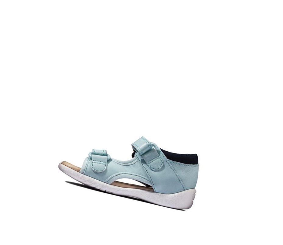 Garcon Sandales Casual Clarks Zora Beau Cuir Bleu Clair - france IEY-49635847