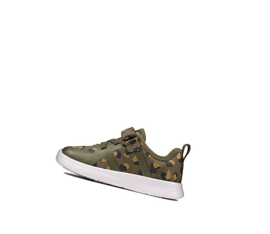 Garcon Chaussures Casual Clarks Ath Flux Textile Vert Olive Camouflage - france VNJ-48798513