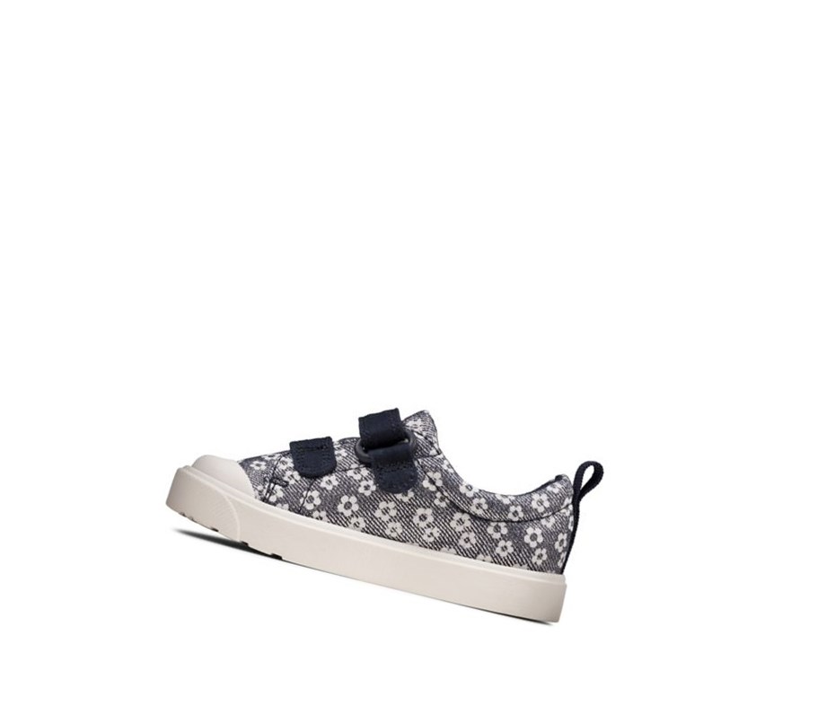 Garcon Chaussures Casual Clarks City Bright Floral Bleu Marine - france GYM-45965243