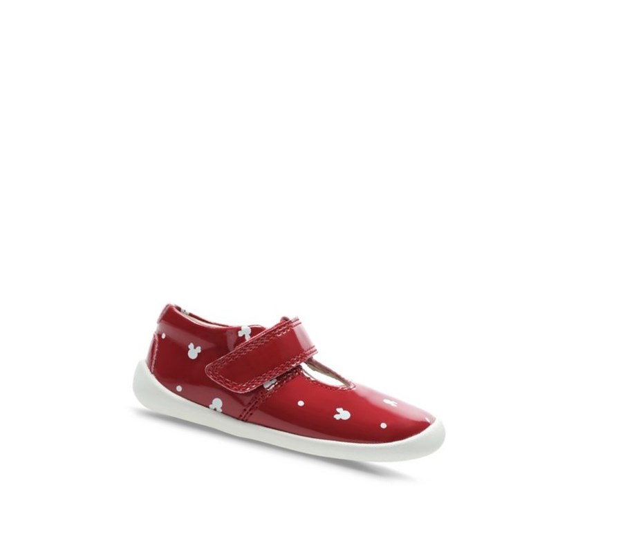 Garcon Chaussures Casual Clarks Roamer Polka T-bar Synthétique Rouge - france UNS-62281242