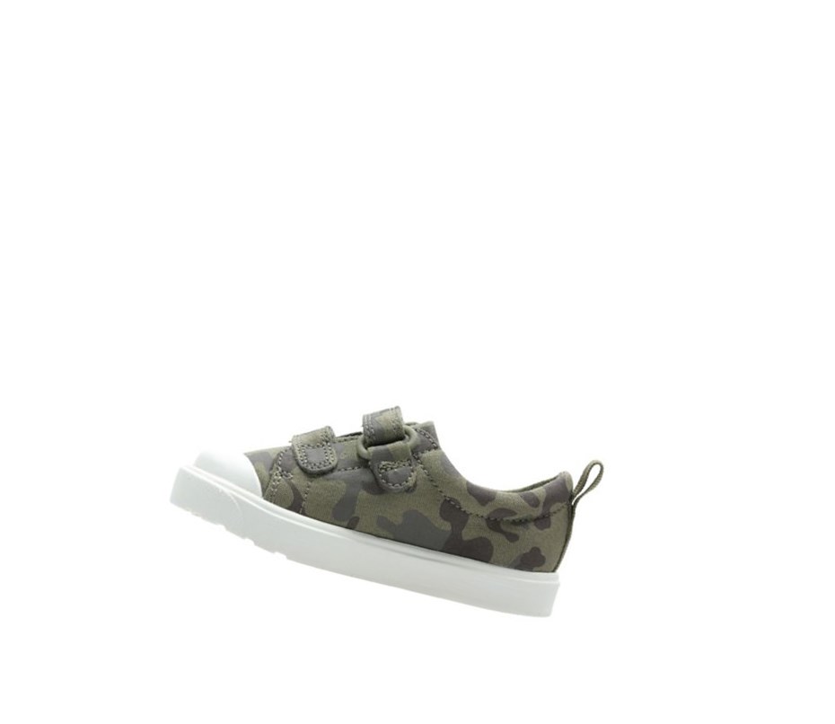 Garcon Chaussures Casual Clarks City Flare Lo Vert Olive Camouflage - france UTK-41311308