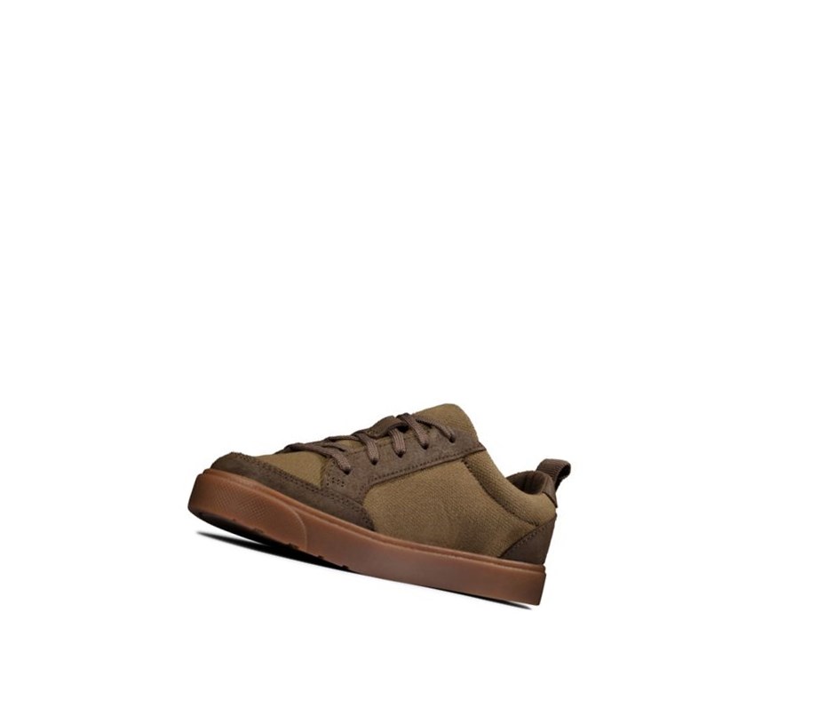 Garcon Chaussures Casual Clarks City Fresh Textile Vert Olive - france LSI-80269684