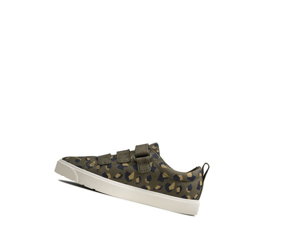 Garcon Chaussures Casual Clarks City Vibe Vert Olive Camouflage - france QLE-35966120