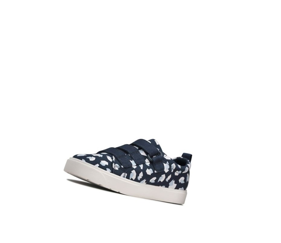 Garcon Chaussures Casual Clarks City Vibe Print Bleu Marine - france CVC-89787093