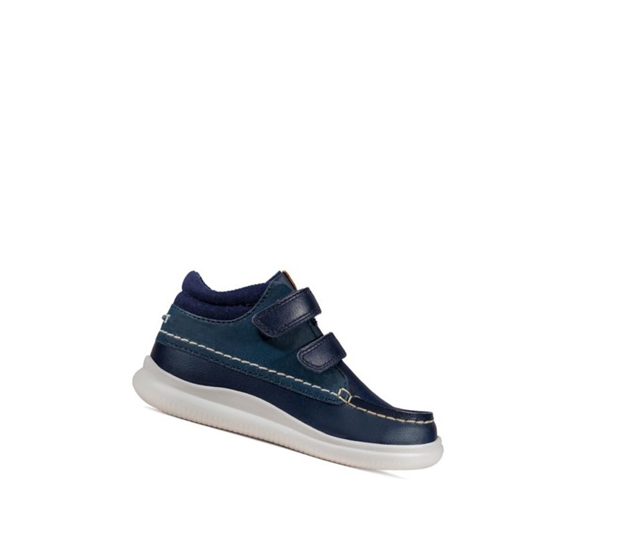 Garcon Baskets Décontractées Clarks Crest Tuktu Cuir Bleu Marine - france LOO-03943947