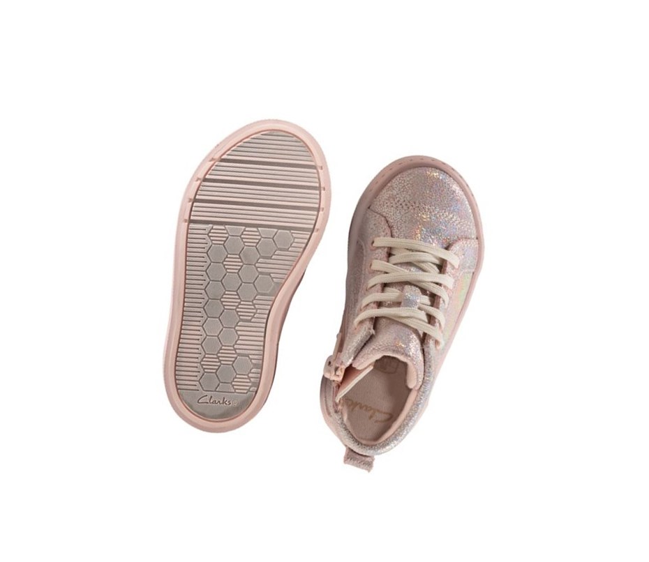 Garcon Chaussures Cuir Clarks City Oasis Cuir Rose - france IGV-00704451