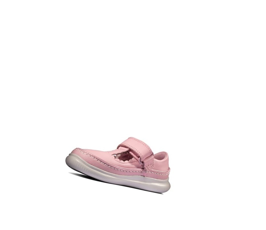 Garcon Chaussures Cuir Clarks Crest Sky Cuir Rose - france VMN-51549637