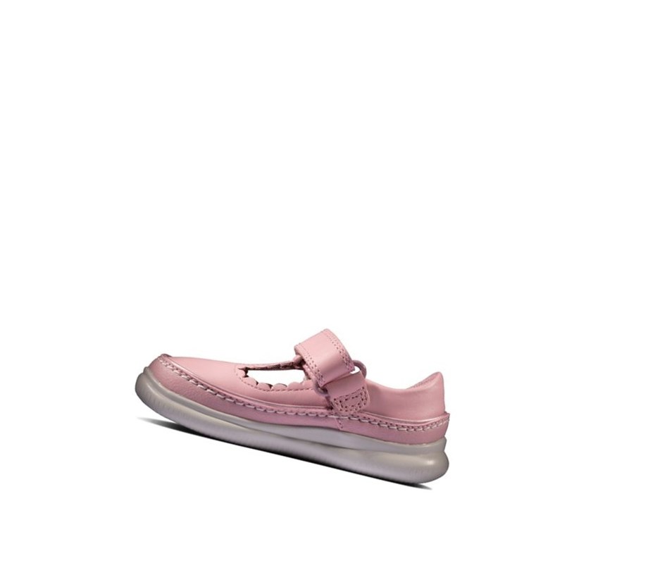 Garcon Chaussures Cuir Clarks Crest Sky Cuir Rose - france VMN-51549637