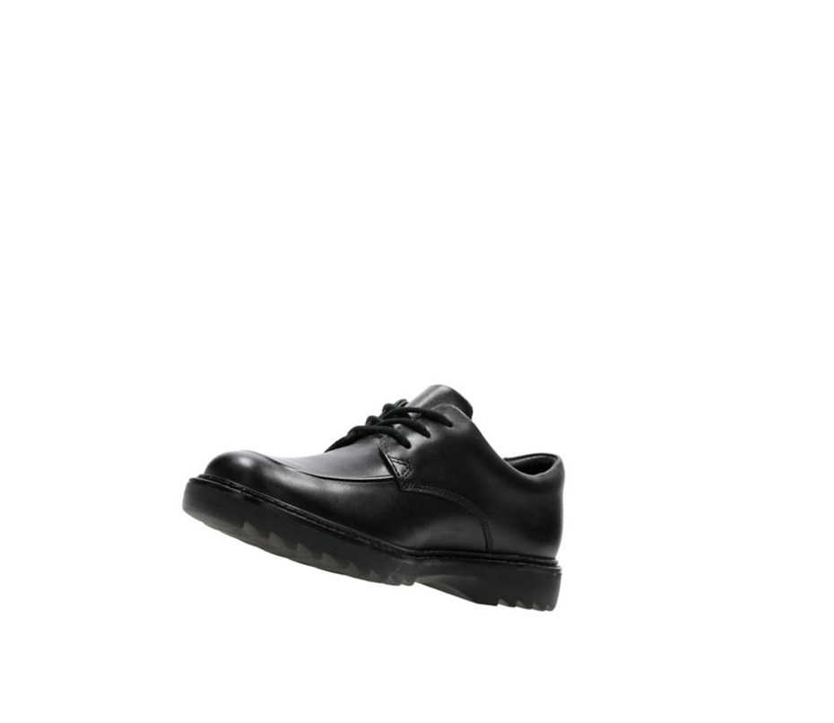 Garcon Chaussures D'école Clarks Asher Grove Cuir Noir - france ZSZ-06701147