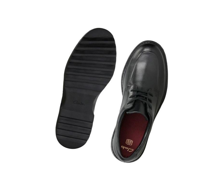 Garcon Chaussures D'école Clarks Asher Grove Cuir Noir - france ZSZ-06701147