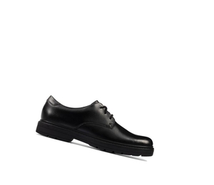 Garcon Chaussures D'école Clarks Loxham Cuir Noir - france VXZ-98550082