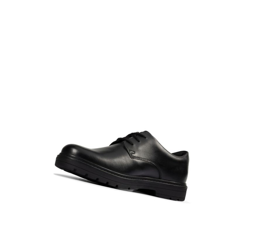 Garcon Chaussures D'école Clarks Loxham Cuir Noir - france VXZ-98550082