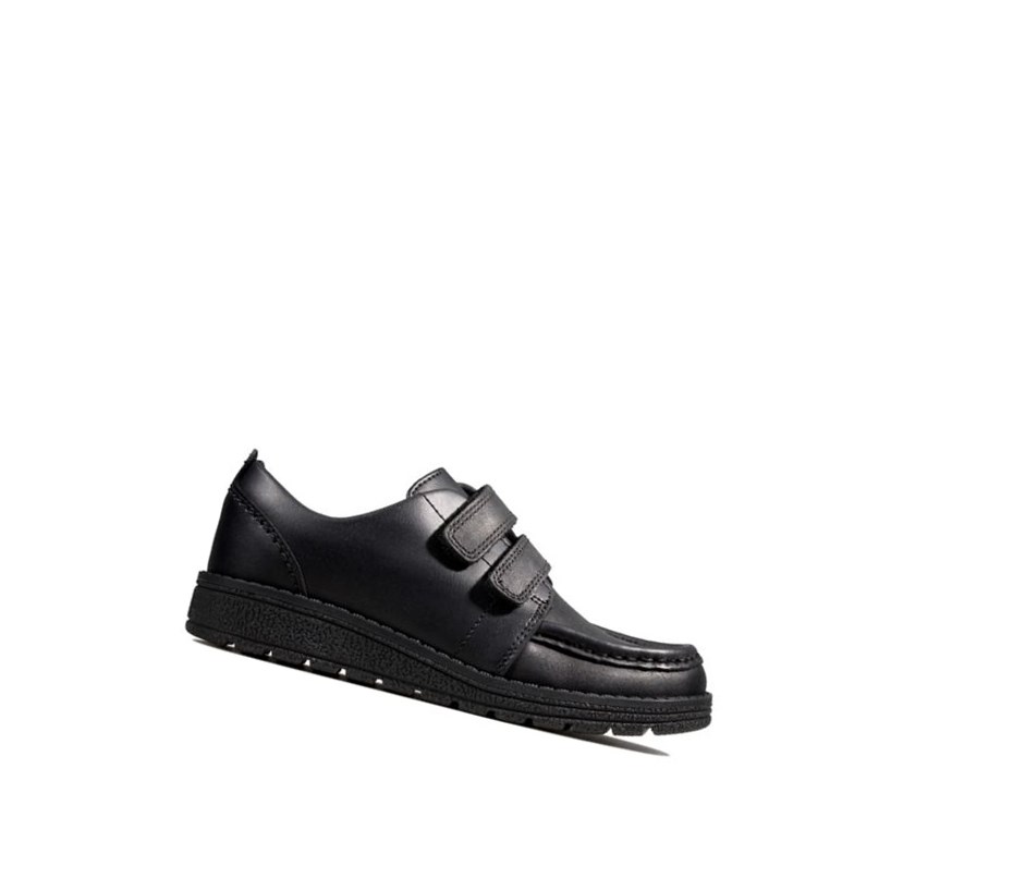 Garcon Chaussures D'école Clarks Mendip Bright Cuir Noir - france GNE-90983906