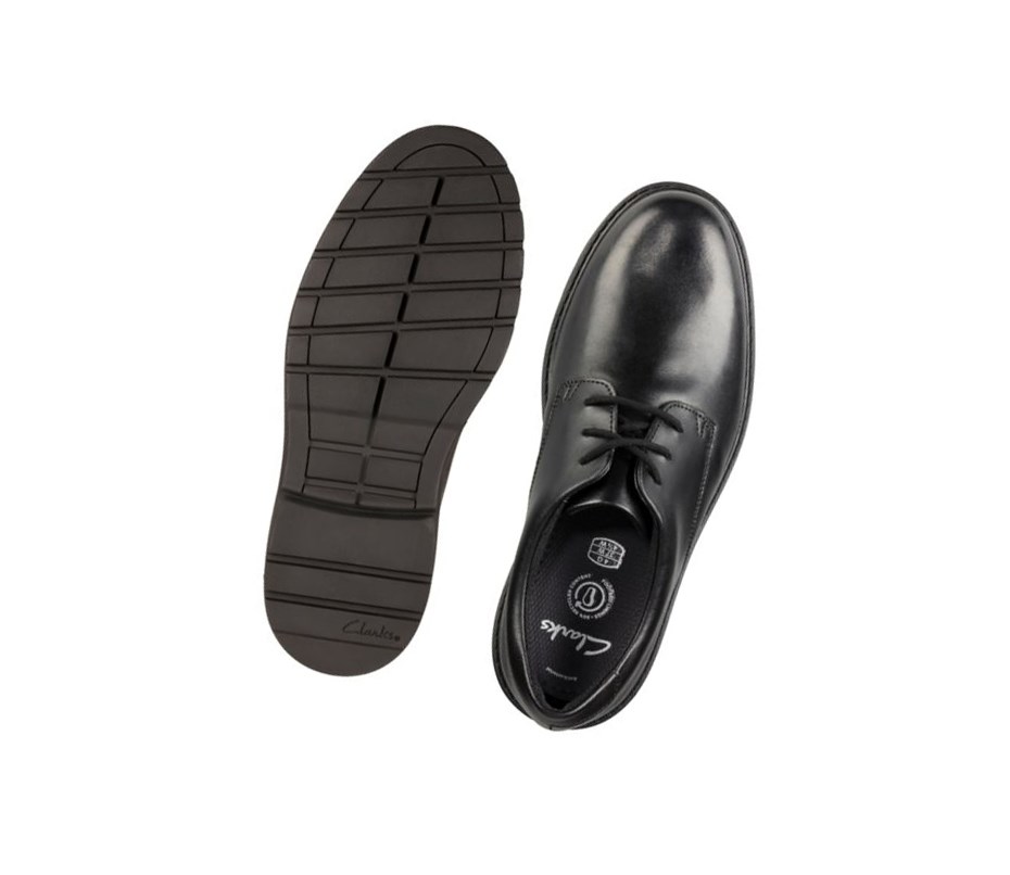 Garcon Chaussures D'école Clarks Loxham Cuir Noir - france VXZ-98550082