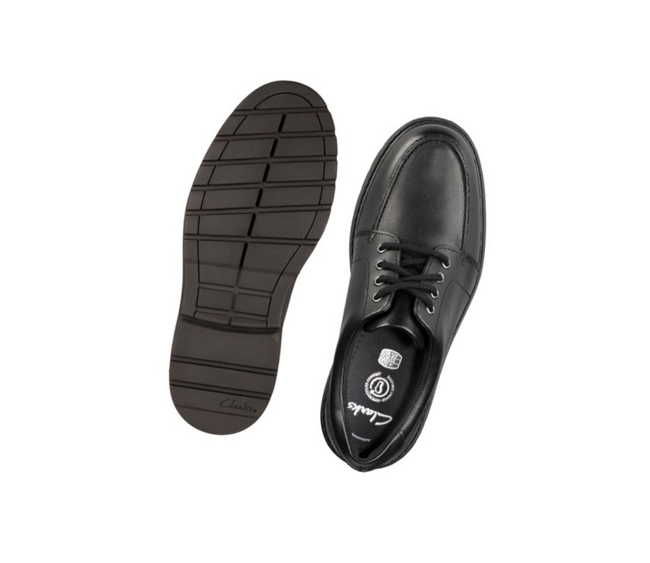 Garcon Chaussures D'école Clarks Loxham Pace Cuir Noir - france UJV-04806957