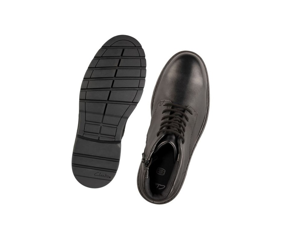 Garcon Chaussures D'école Clarks Loxham Walk Gore-tex Cuir Noir - france PTZ-15507733