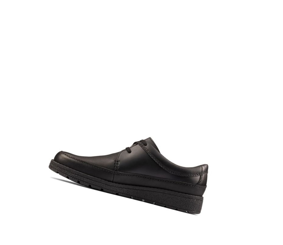 Garcon Chaussures D'école Clarks Mendip Weaver Cuir Noir - france VUO-46495680