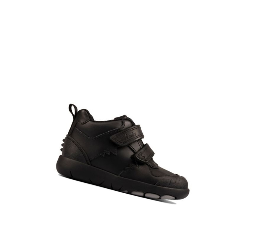 Garcon Chaussures D'école Clarks Rex Crash Cuir Noir - france DTO-64822210