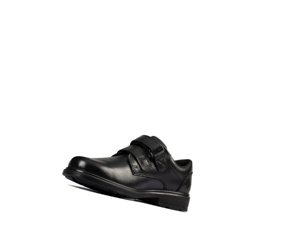 Garcon Chaussures D'école Clarks Remi Pace Cuir Noir - france VVS-32618299