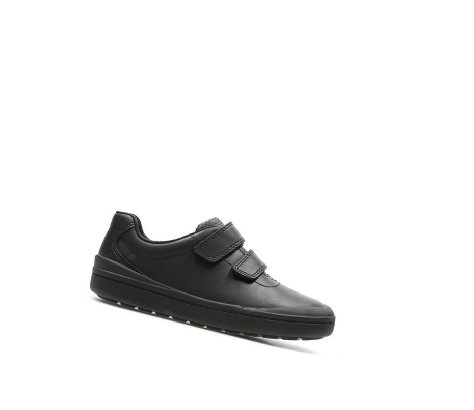 Garcon Chaussures D'école Clarks Rock Play Cuir Noir - france HEJ-27276233