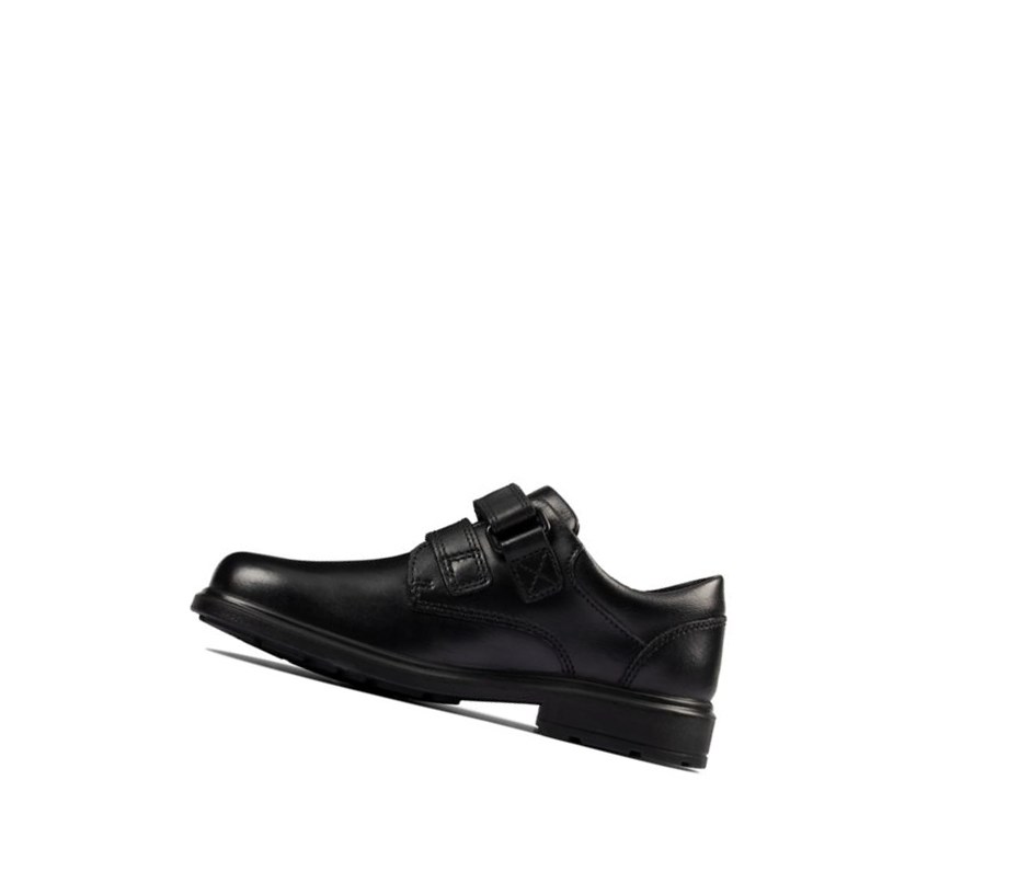 Garcon Chaussures D'école Clarks Remi Pace Cuir Noir - france VVS-32618299