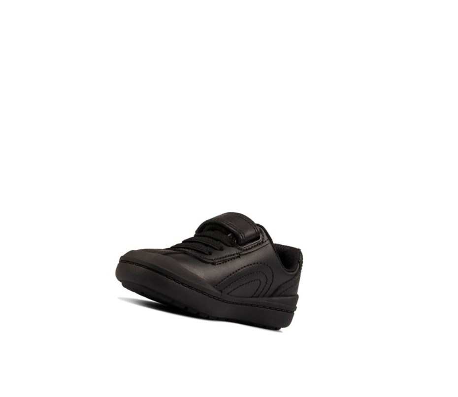 Garcon Chaussures D'école Clarks Rock Pass Cuir Noir - france URH-22817199