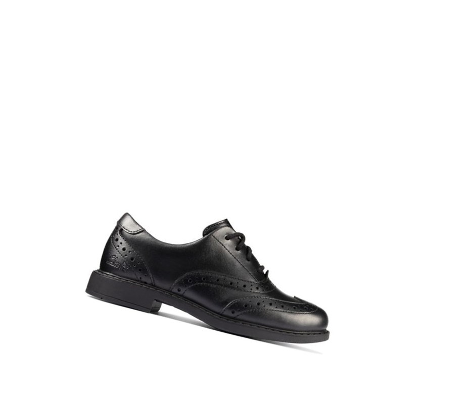 Garcon Chaussures D'école Clarks Scala Cuir Noir - france IDD-90600975