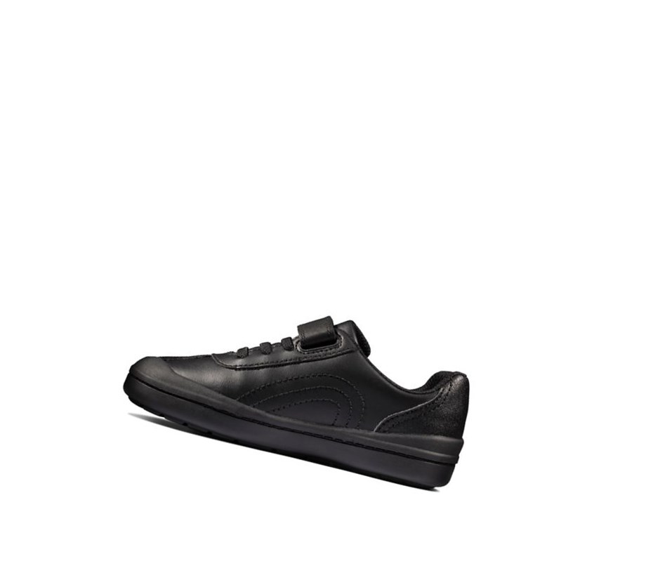 Garcon Chaussures D'école Clarks Rock Pass Cuir Noir - france OUS-80247054