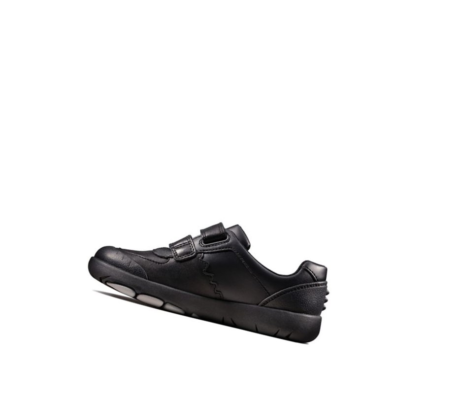 Garcon Chaussures D'école Clarks Rex Pace Cuir Noir - france UGH-91204464