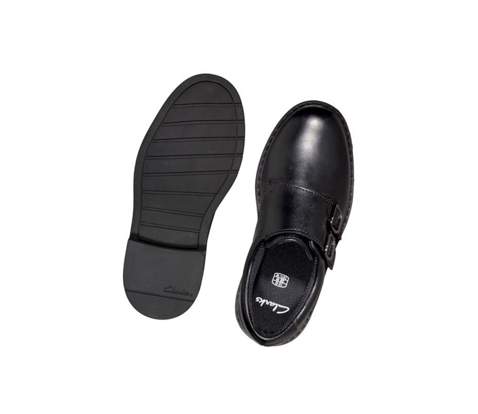 Garcon Chaussures D'école Clarks Scala Strada Cuir Noir - france SHA-81420270