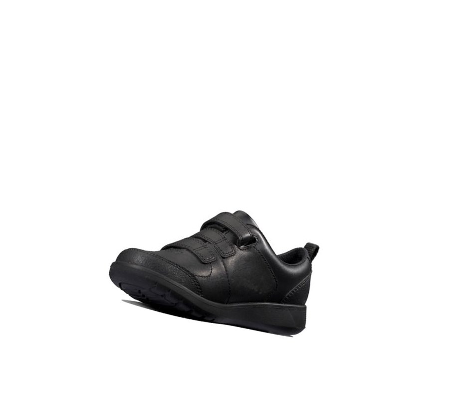 Garcon Chaussures D'école Clarks Scape Sky Cuir Noir - france LKJ-10140861