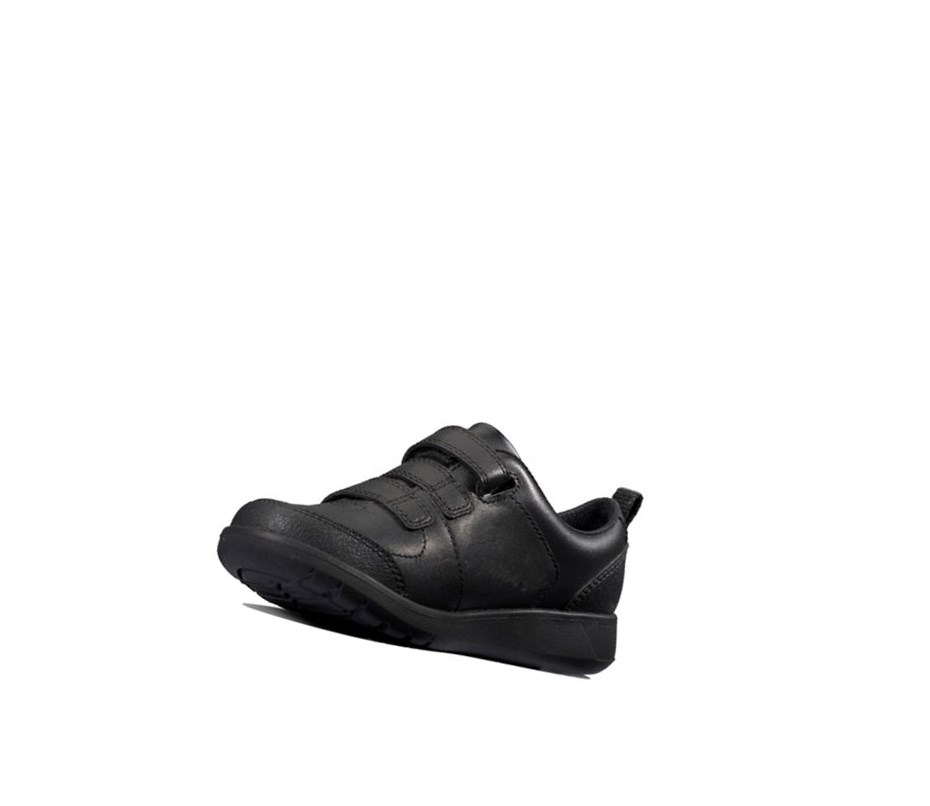 Garcon Chaussures D'école Clarks Scape Sky Cuir Noir - france QTF-04670875