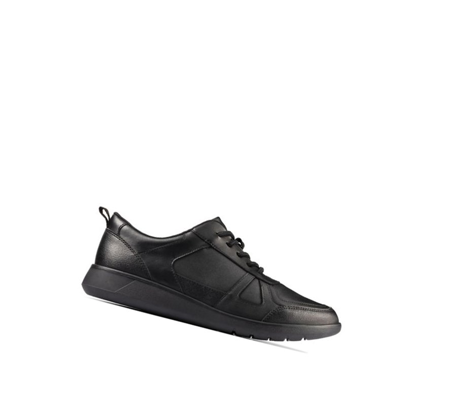 Garcon Chaussures D'école Clarks Scape Piste Cuir Noir - france PXD-07097687