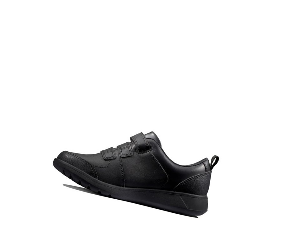 Garcon Chaussures D'école Clarks Scape Sky Cuir Noir - france QTF-04670875