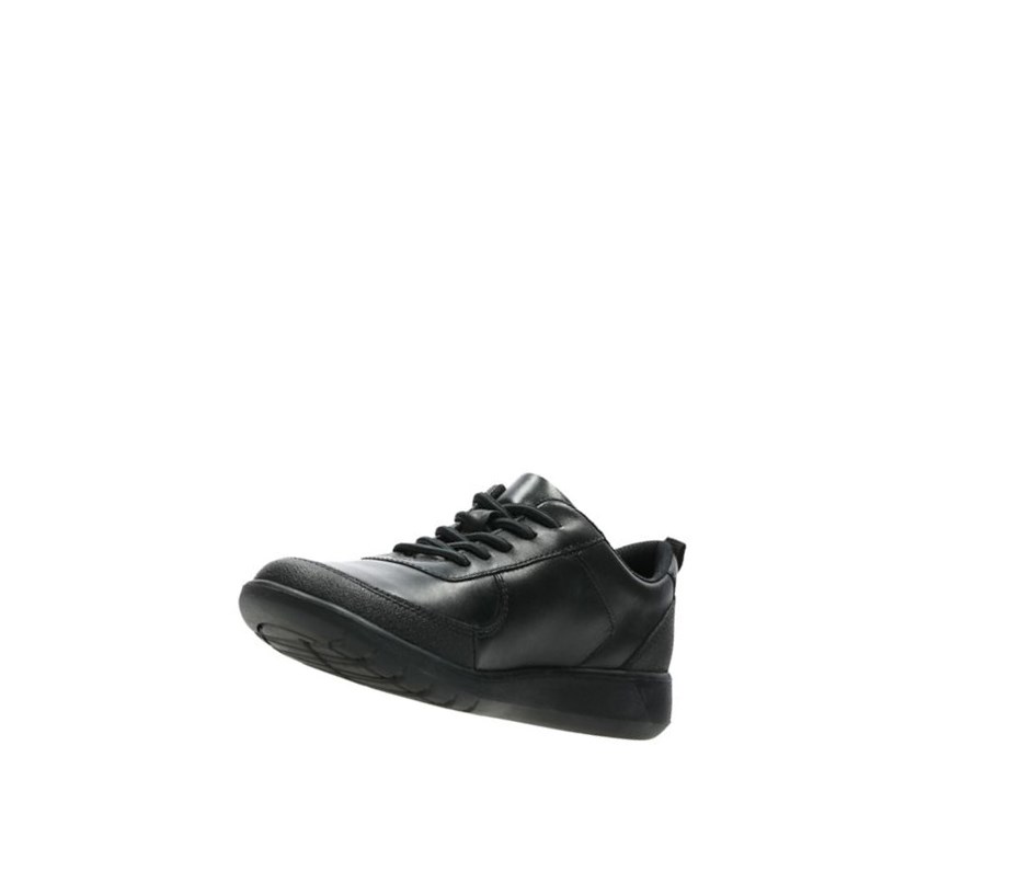 Garcon Chaussures D'école Clarks Scape Strada Cuir Noir - france AUV-91706824