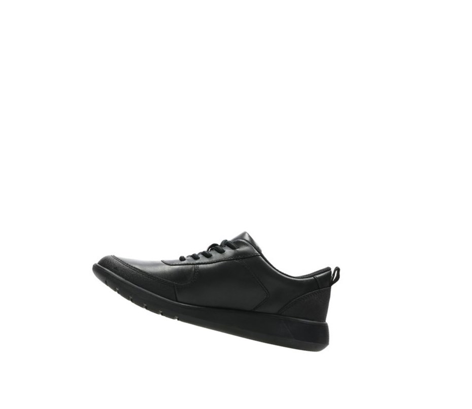 Garcon Chaussures D'école Clarks Scape Strada Cuir Noir - france AUV-91706824