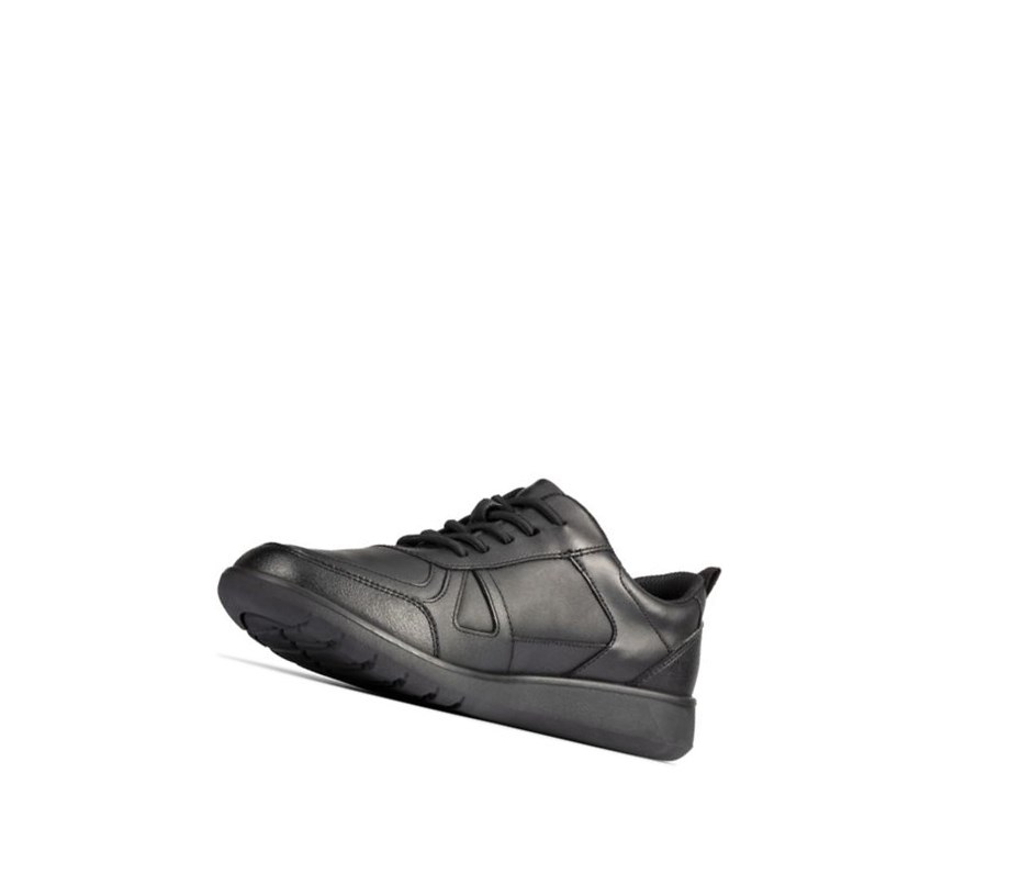 Garcon Chaussures D'école Clarks Scape Piste Cuir Noir - france PXD-07097687