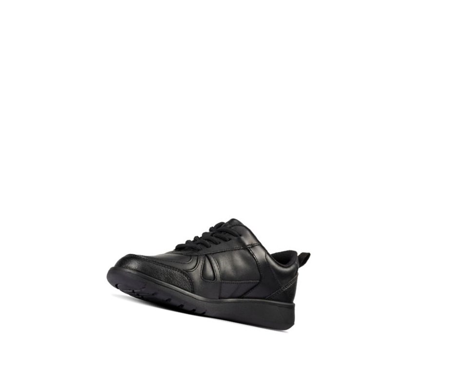 Garcon Chaussures D'école Clarks Scape Piste Cuir Noir - france LHV-89250931