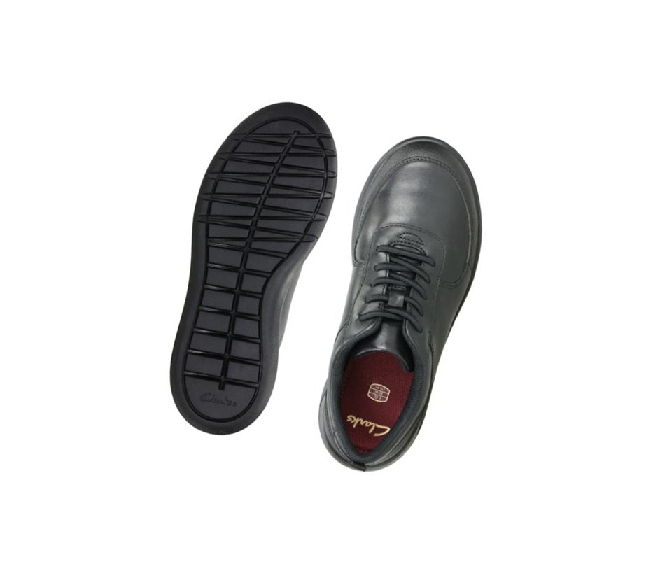 Garcon Chaussures D'école Clarks Scape Strada Cuir Noir - france AUV-91706824