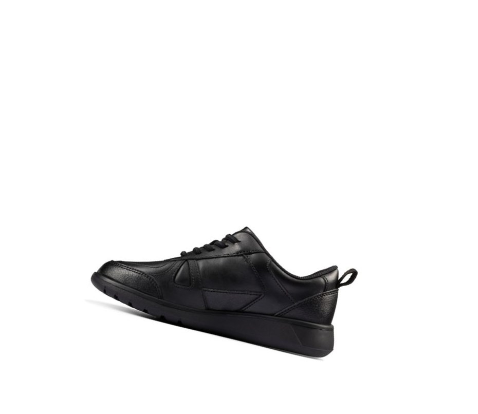 Garcon Chaussures D'école Clarks Scape Piste Cuir Noir - france LHV-89250931