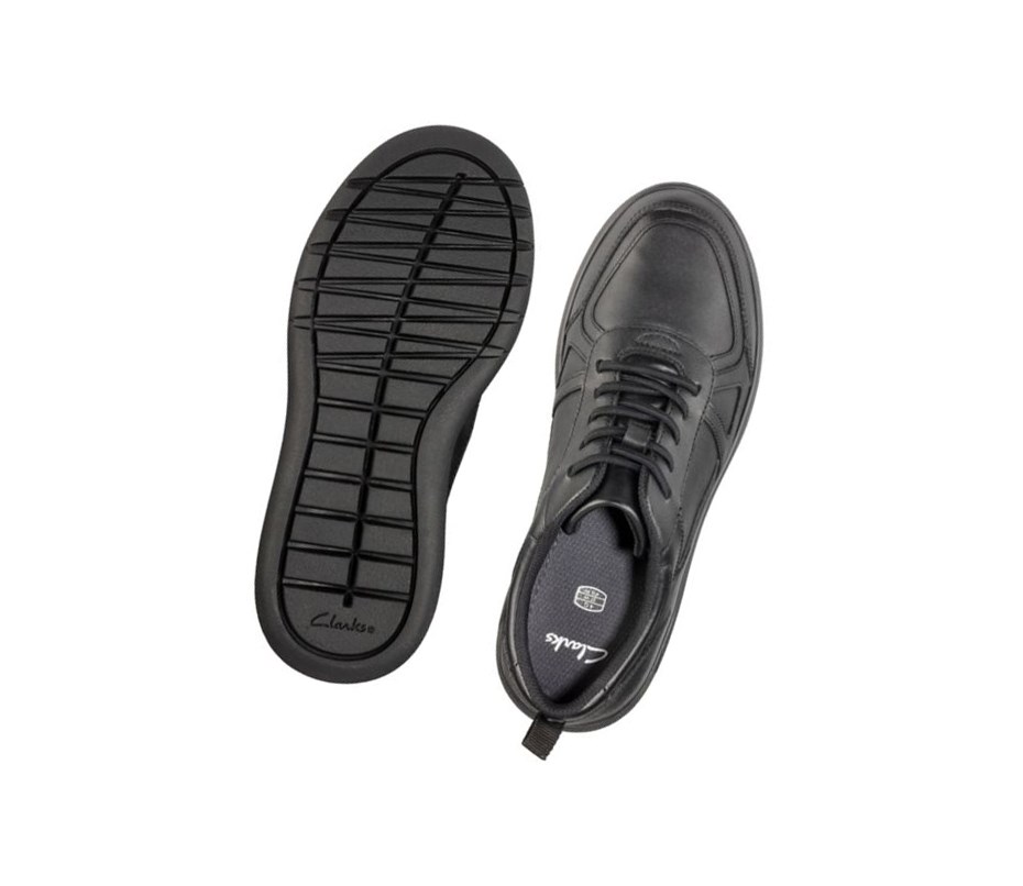 Garcon Chaussures D'école Clarks Scape Piste Cuir Noir - france PXD-07097687