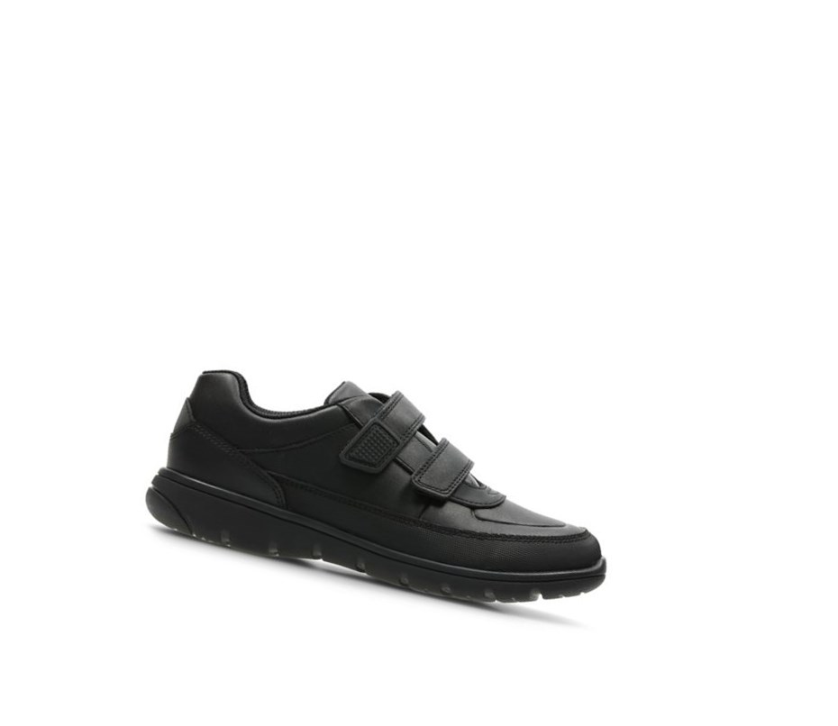 Garcon Chaussures D'école Clarks Venture Walk Cuir Noir - france NXF-00142313