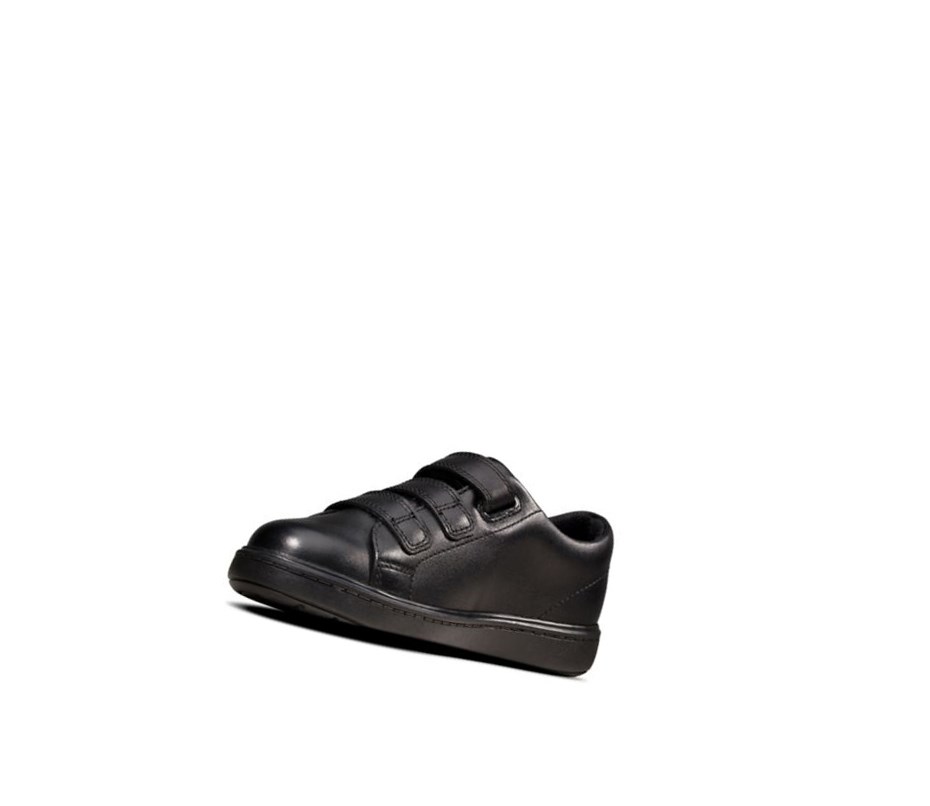 Garcon Chaussures D'école Clarks Strada Swift Cuir Noir - france TGY-58329578