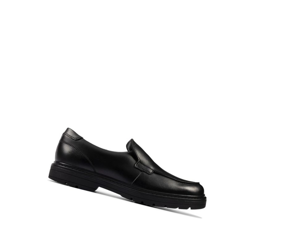 Garcon Chaussures Slip On Clarks Loxham Grove Cuir Noir - france MSG-31773571