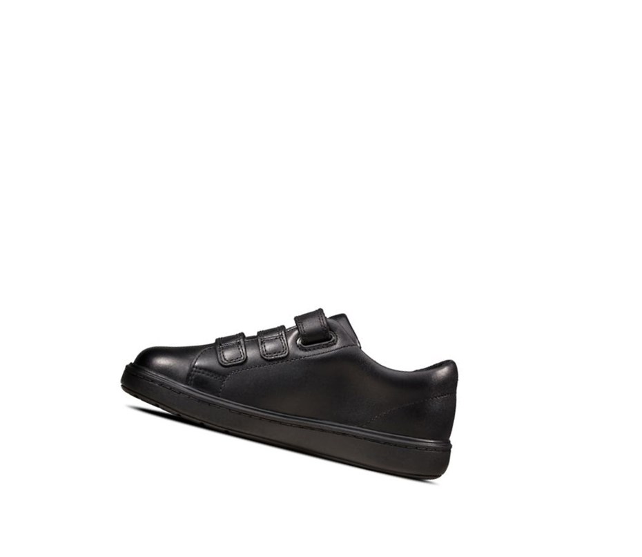 Garcon Chaussures D'école Clarks Strada Swift Cuir Noir - france TGY-58329578