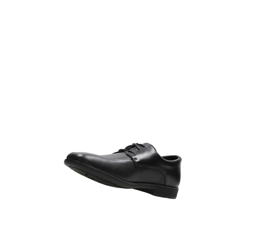 Garcon Chaussures D'école Clarks Willis Lad Cuir Noir - france LON-95182039