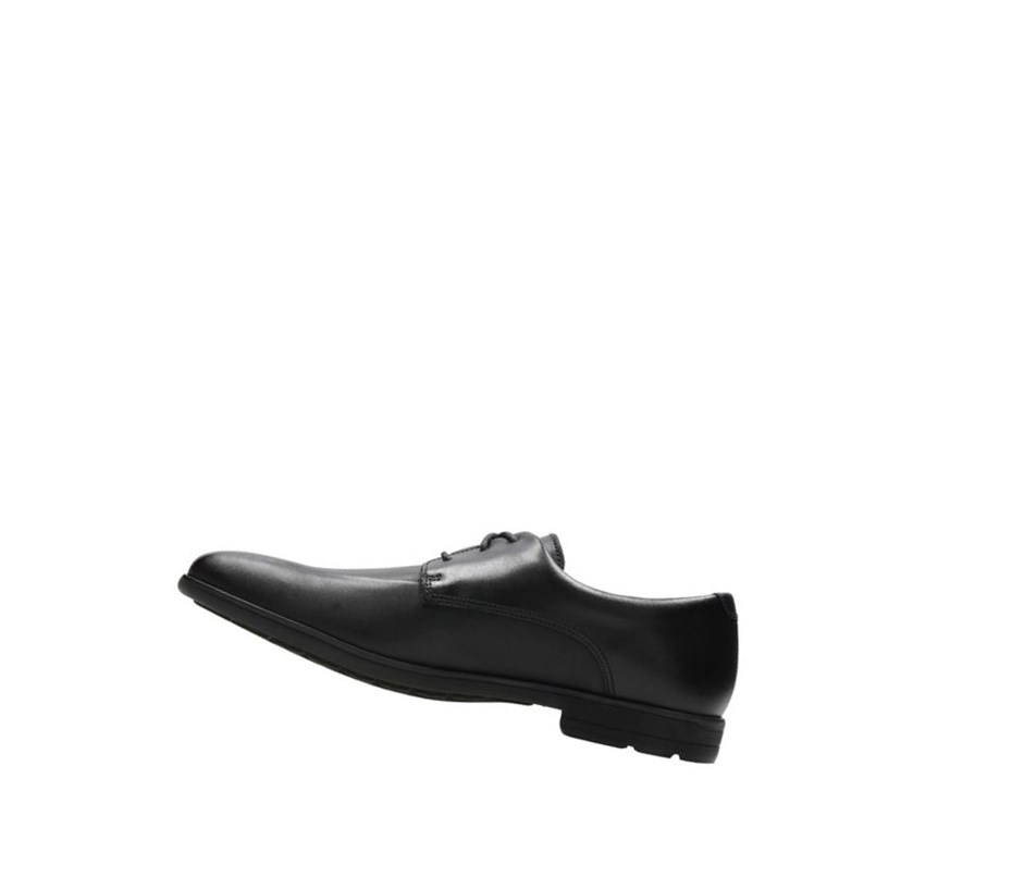 Garcon Chaussures D'école Clarks Willis Lad Cuir Noir - france LON-95182039