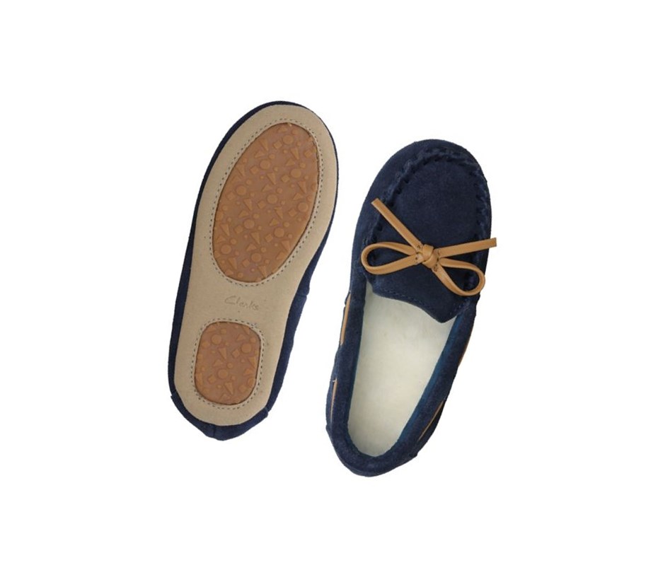 Garcon Chaussons Clarks Crackling Flo Daim Bleu Marine - france TQA-13753640