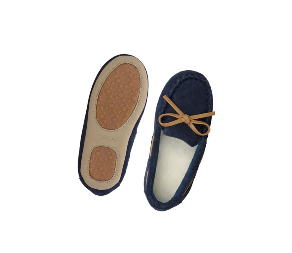 Garcon Chaussons Clarks Crackling Flo Daim Bleu Marine - france GFN-94612676